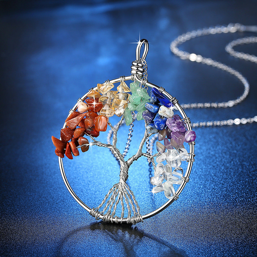 Oferta 2x1 - Collar Árbol de la Vida - Piedras Naturales de los 7 Chakras, Diseño Artesanal