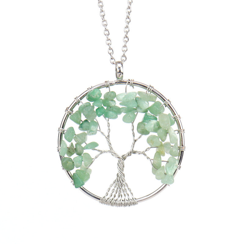 Oferta 2x1 - Collar Árbol de la Vida - Piedras Naturales Aventurina Verde, Diseño Artesanal