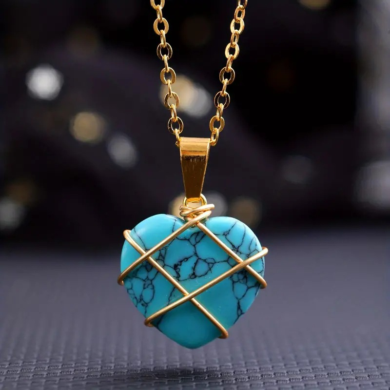 Collar Corazón de Turquesa - Protección y Elegancia, Diseño Artesanal