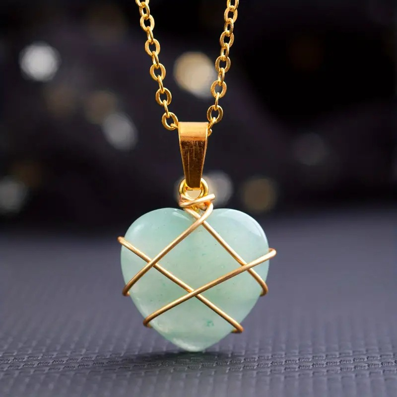 Collar Corazón de Aventurina Verde - Abundancia y Equilibrio, Diseño Artesanal